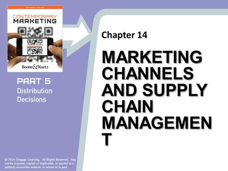 Marketing Channels and Supply Chain Management