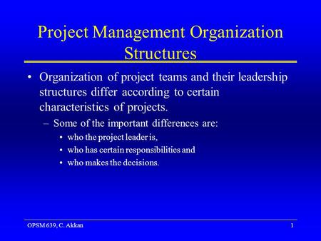 Project Management Organization Structures