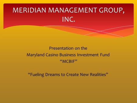 MERIDIAN MANAGEMENT GROUP, INC.