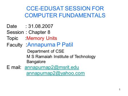 CCE-EDUSAT SESSION FOR COMPUTER FUNDAMENTALS