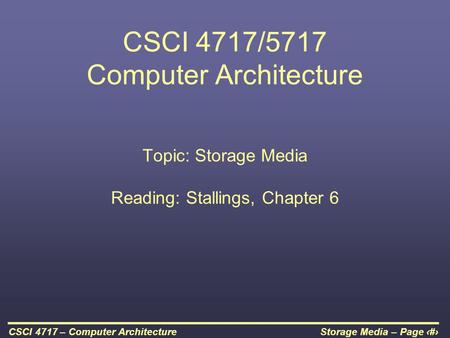 CSCI 4717/5717 Computer Architecture