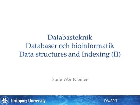 Databasteknik Databaser och bioinformatik Data structures and Indexing (II) Fang Wei-Kleiner.