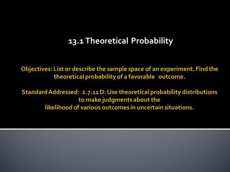 13.1 Theoretical Probability