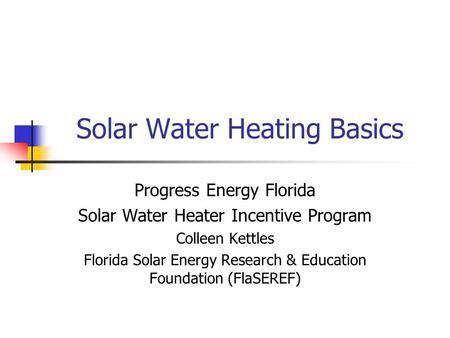 Solar Water Heating Basics