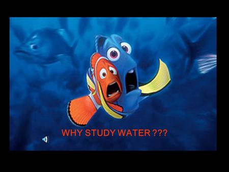 WHY STUDY WATER ??? Water You will be able to explain how and why water is so important to life on Earth. You will understand and explain the properties.