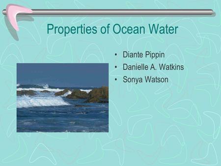 Properties of Ocean Water