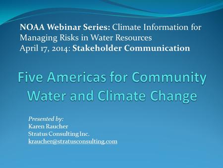 Five Americas for Community Water and Climate Change