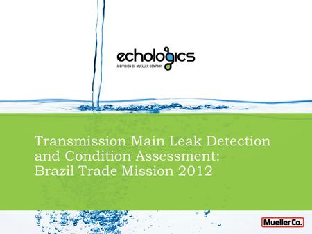 Transmission Main Leak Detection and Condition Assessment: Brazil Trade Mission 2012.