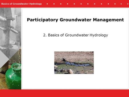 Participatory Groundwater Management