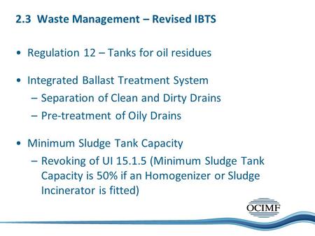 2.3 Waste Management – Revised IBTS