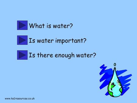 www.ks1resources.co.uk What is water? Is water important? Is there enough water?