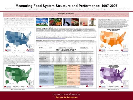 Measuring Food System Structure and Performance: 1997-2007 Project Team: Robert King, Department of Applied Economics, University of Minnesota; Molly Anderson,