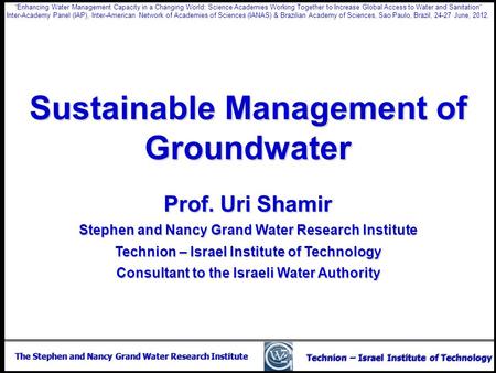 Sustainable Management of Groundwater