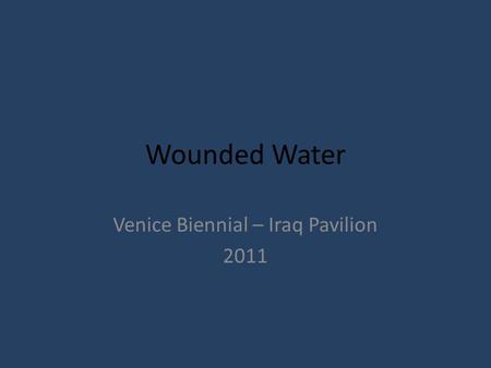 Wounded Water Venice Biennial – Iraq Pavilion 2011.