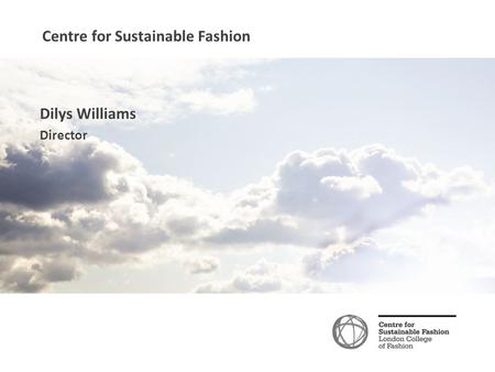 Centre for Sustainable Fashion Dilys Williams Director.