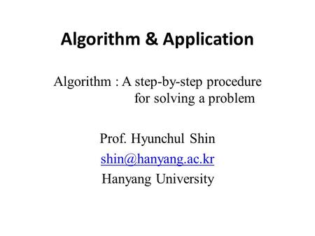 Algorithm & Application