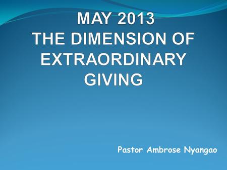 Pastor Ambrose Nyangao The Story The widow of Zarephath was experiencing challenging times as the famine in the land progressed. Her resources were.