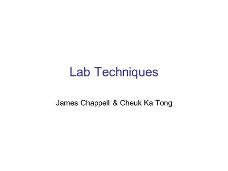 James Chappell & Cheuk Ka Tong