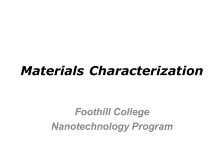 Materials Characterization