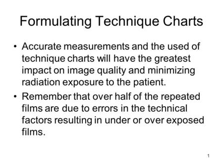 Formulating Technique Charts