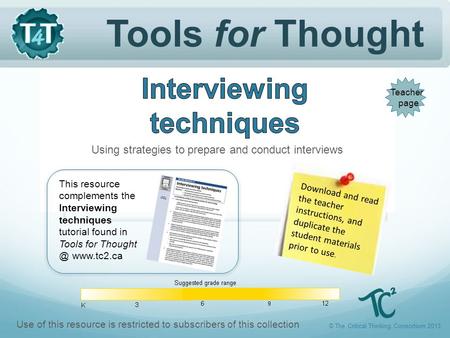 Tools for Thought Download and read the teacher instructions, and duplicate the student materials prior to use. Using strategies to prepare and conduct.