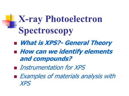 X-ray Photoelectron Spectroscopy