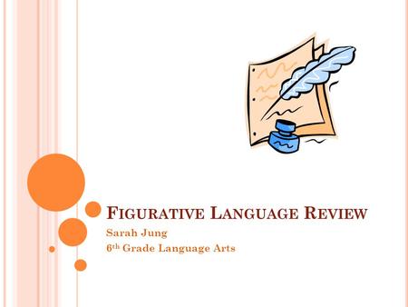 F IGURATIVE L ANGUAGE R EVIEW Sarah Jung 6 th Grade Language Arts.