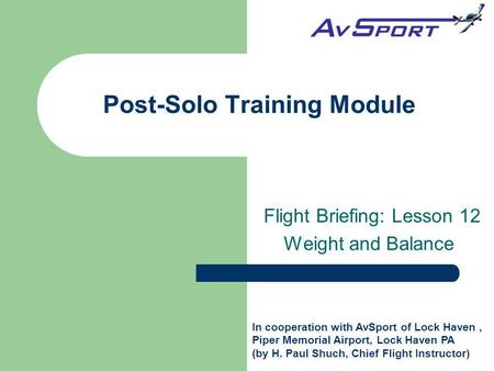 Post-Solo Training Module