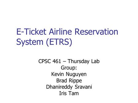 E-Ticket Airline Reservation System (ETRS)