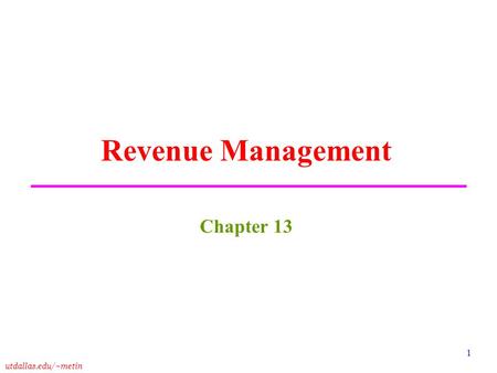 Revenue Management Chapter 13.