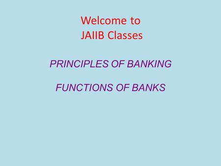 Welcome to JAIIB Classes