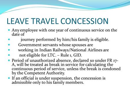 LEAVE TRAVEL CONCESSION