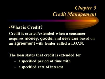 Chapter 5 Credit Management