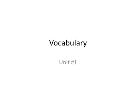 Vocabulary Unit #1. Root Word Example Fac - The root Fac is in the word Factory. A building dedicated to making things.