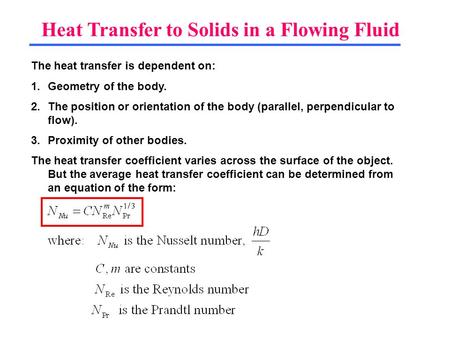 Heat Transfer to Solids in a Flowing Fluid