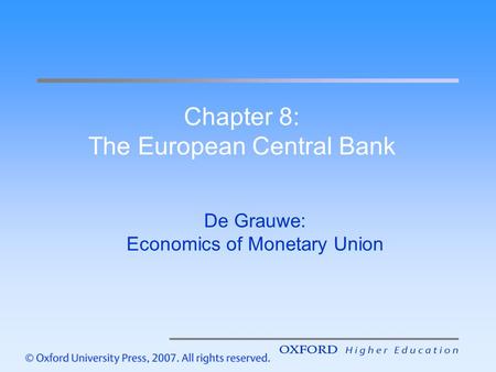 Chapter 8: The European Central Bank