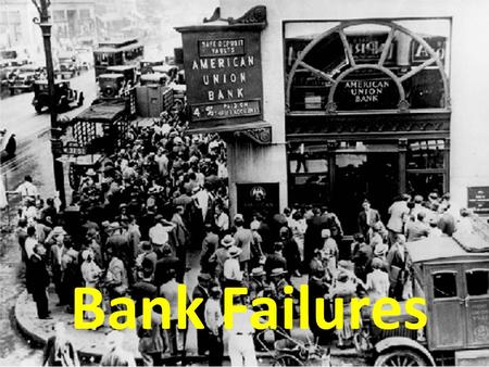 Bank Failures. Community Bank Deposits Name Amount John Ellis$4,500 Shermone Thomas$3,000 Yadaf Gopolan$5,000 Michaela Chepikov$7,000 Angela Marstall$6,000.