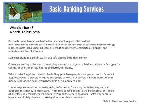 Slide 1 - Electronic Bank Service