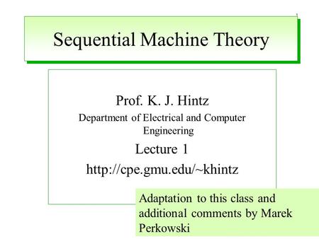 Sequential Machine Theory