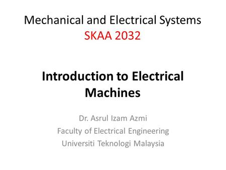 Introduction to Electrical Machines