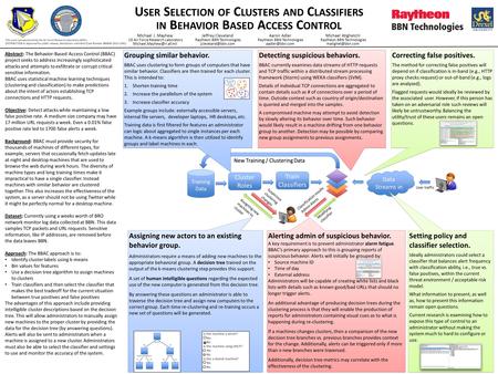 Detecting suspicious behaviors. BBAC currently examines data streams of HTTP requests and TCP traffic within a distributed stream processing framework.