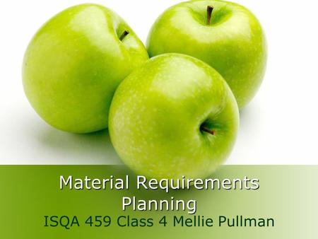 Material Requirements Planning