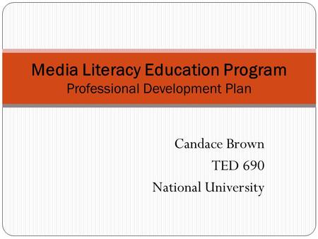 Media Literacy Education Program Professional Development Plan