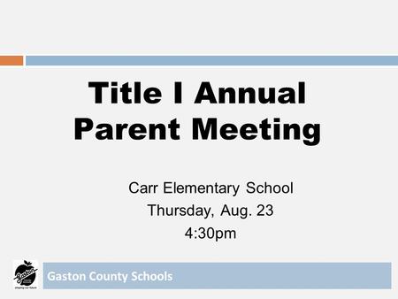 Title I Annual Parent Meeting