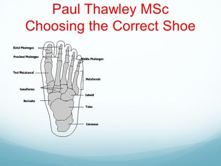 Paul Thawley MSc Choosing the Correct Shoe