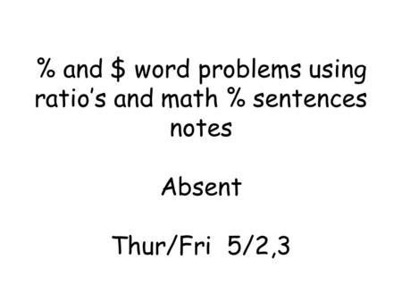 Shopping vocabulary and setting up ratios Vocabulary 1