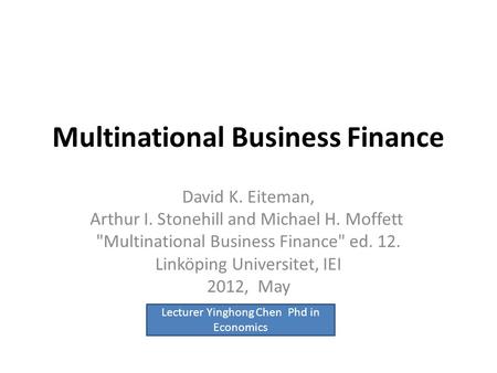 Multinational Business Finance