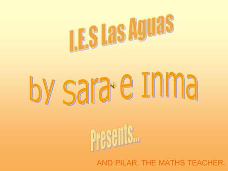 AND PILAR, THE MATHS TEACHER.. My name is... I'm 15 years old, tall,medium built.I have brow hair and green eyes. I'm wearing a yellow t-shirt a black.