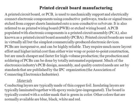 Printed circuit board manufacturing