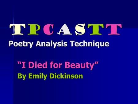 TPCASTT Poetry Analysis Technique